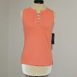 New Jones New York Signature Petite Women 100% Cotton Peach Shirt, Size SP